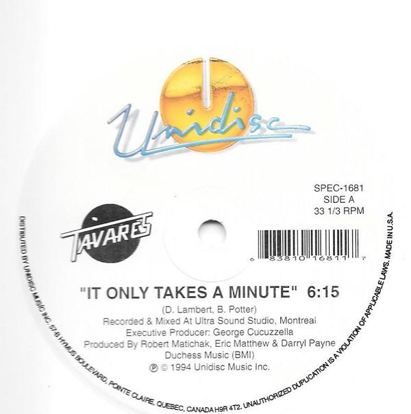

12inch Record TAVARES - It Only Takes A Minute / Just An Il SPEC1681 Unidisc 1997 US Soul/Funk Used