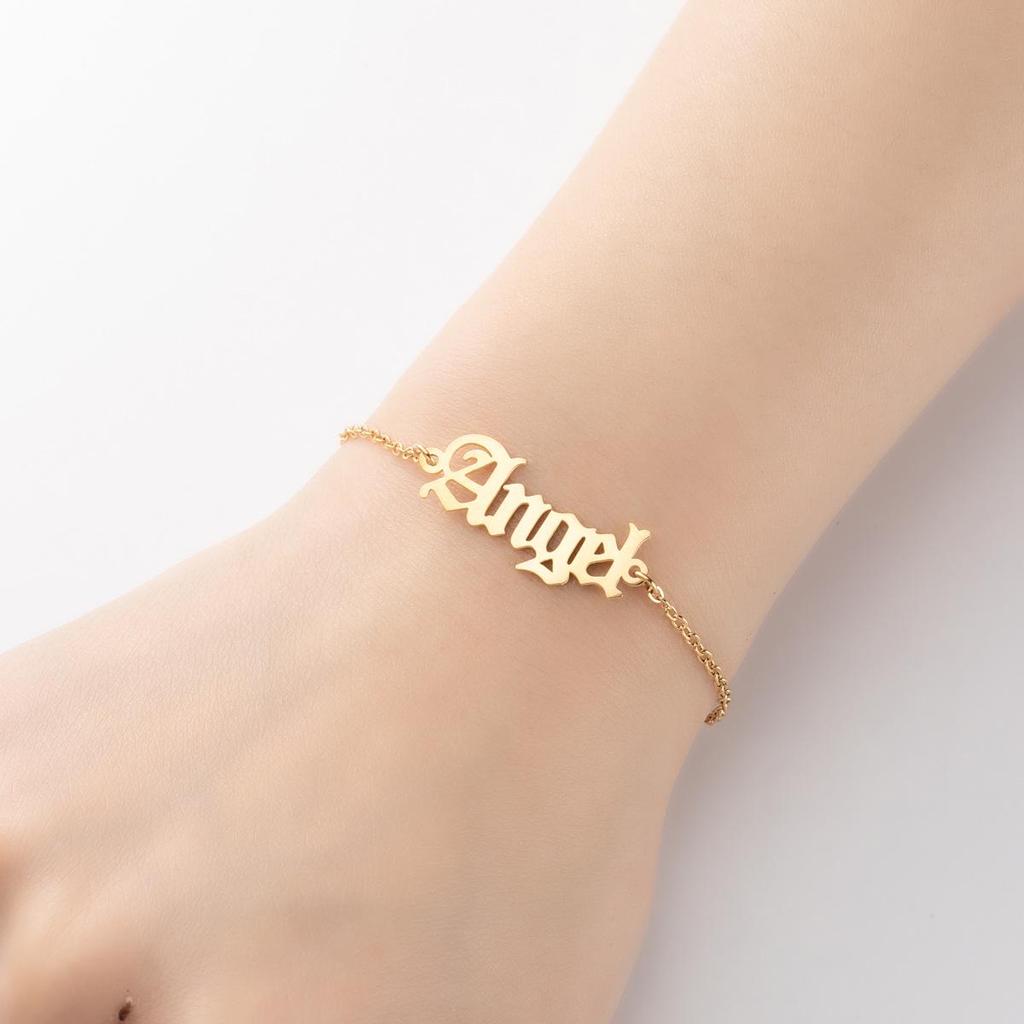 2024 European Retro Gothic Angel 'Babygirl' Love Letter Bracelet for Couples