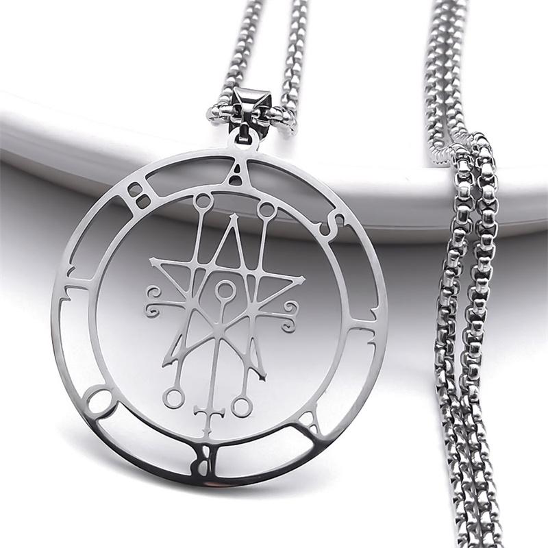 Astaroth Sigil Goetia Stainless Steel Necklace Solomon Demon Seal Satan Sigil satanique patch PIN Jewelry collier femme N7156S03