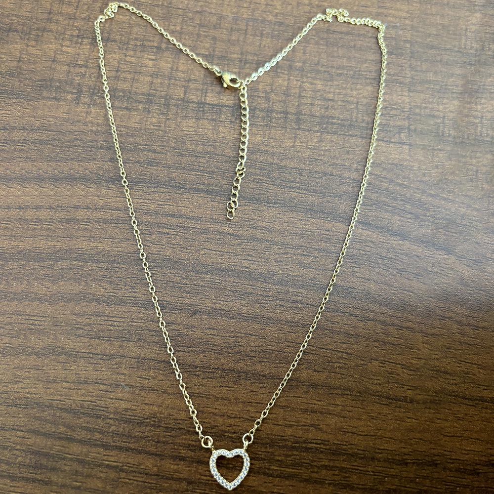 18K Gold Asymmetrical Heart Necklace with Zirconia Pendant for Women