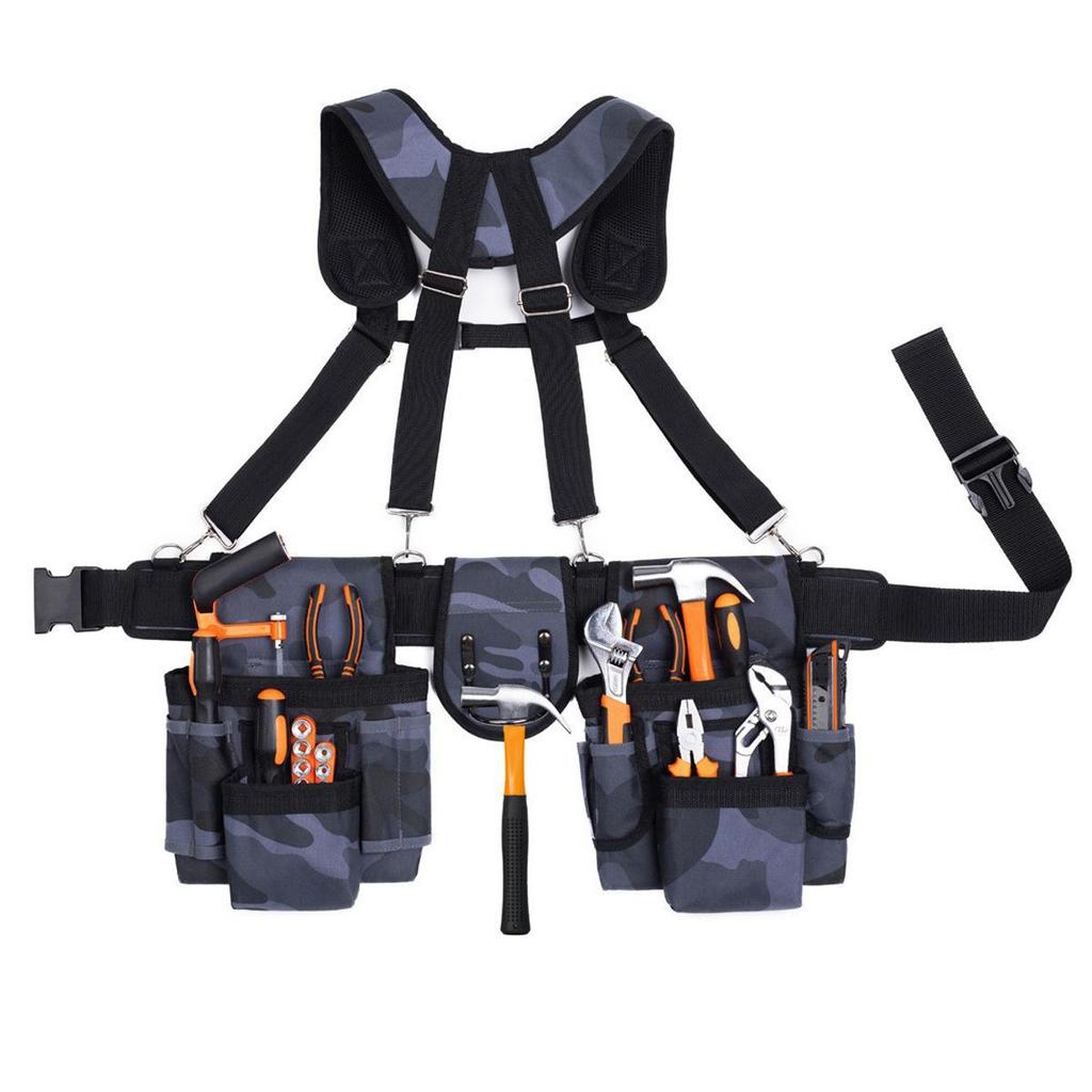 Tool bags consisting of 2 large fanny packs, 1 small fanny pack, and a shoulder strap.