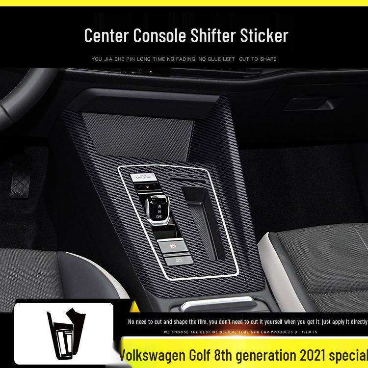 Compatible with 2021 VW Golf 8th Gen Interior Mod: Carbon Fiber Center Console & Door Protection Stickers