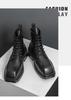 European & American Plus Size Men's Autumn High-Top Martin Boots – British Style Retro Motorcycle Leather Boots with Height Increase