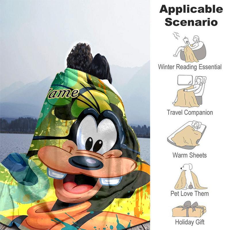 Custom 1pc Mickey Mouse Hawaii Adventure Blanket, Soft And Comfortable Blanket, Casual Warm, Camping Travel Blanket, Birthday Gift Q910129