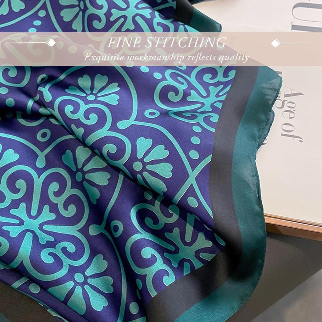LumiSyne Silk Paisley and Geometric Vintage and Artistic Neck Sun Winter Women's Scarf, Prints, Style, Large, Long, Warmer, Lightweight, Warm, Shawl,