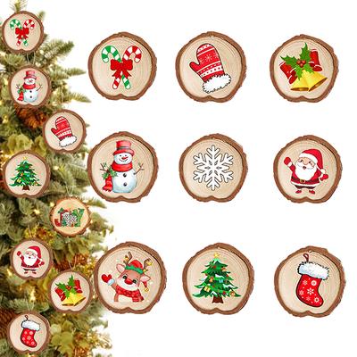 Weihnachtsbaumschmuck Holz Weihnachtsbaumschmuck, 9 Stück Runde Weihnachtsdeko Holz Weihnachtsschmuck zum Basteln