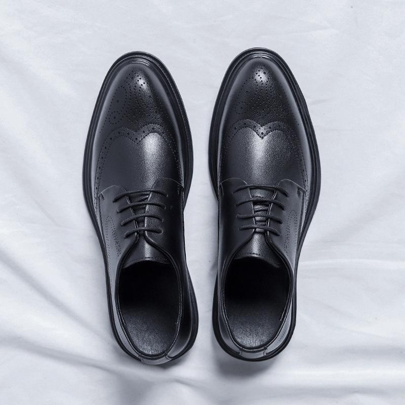 

Черные кожаные туфли мужские Brock деловые повседневные британские туфли высокого класса для жениха на свадьбу маленькие кожаные туфли 7667-W 44 чёрный