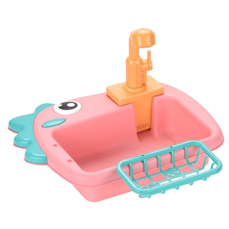 Children's Pretend Play Electric Sink with Circulating Water and Vegetable Washing Features