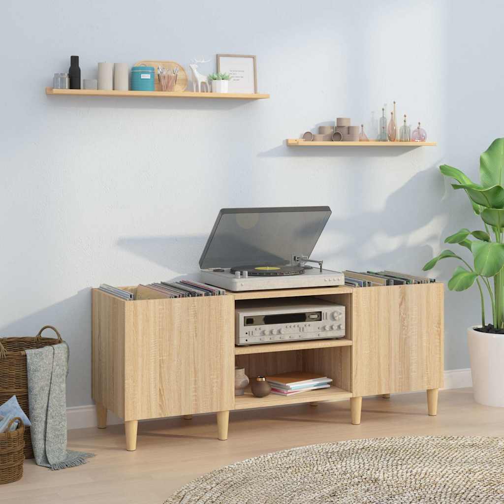 Vinyl Record Cabinet in Sonoma Oak Finish 121 x 38 x 48 cm Engineered Wood