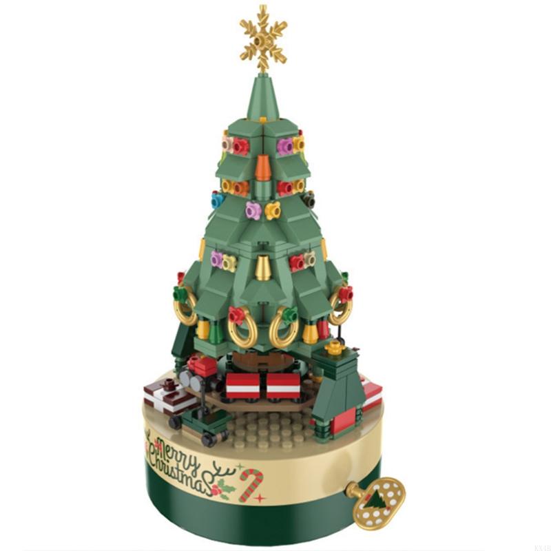 KX4B Xmas Tree Building for Kids DIY Building Block Music Box Educational Learning Science Building for 3 Years Old Kids