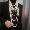 Elegant Multi Strand Imitation Pearls Chokers Necklace With Matching Stud Earrings Gift Set Vintage Fashion Stone Jewelry