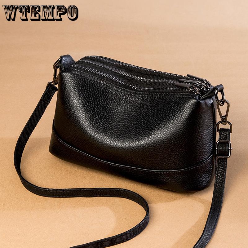 Echtes Leder, leuchtend rot, schicke Umhängetasche für Damen – modische Volltonfarbe mit Reißverschluss, Polyesterfutter