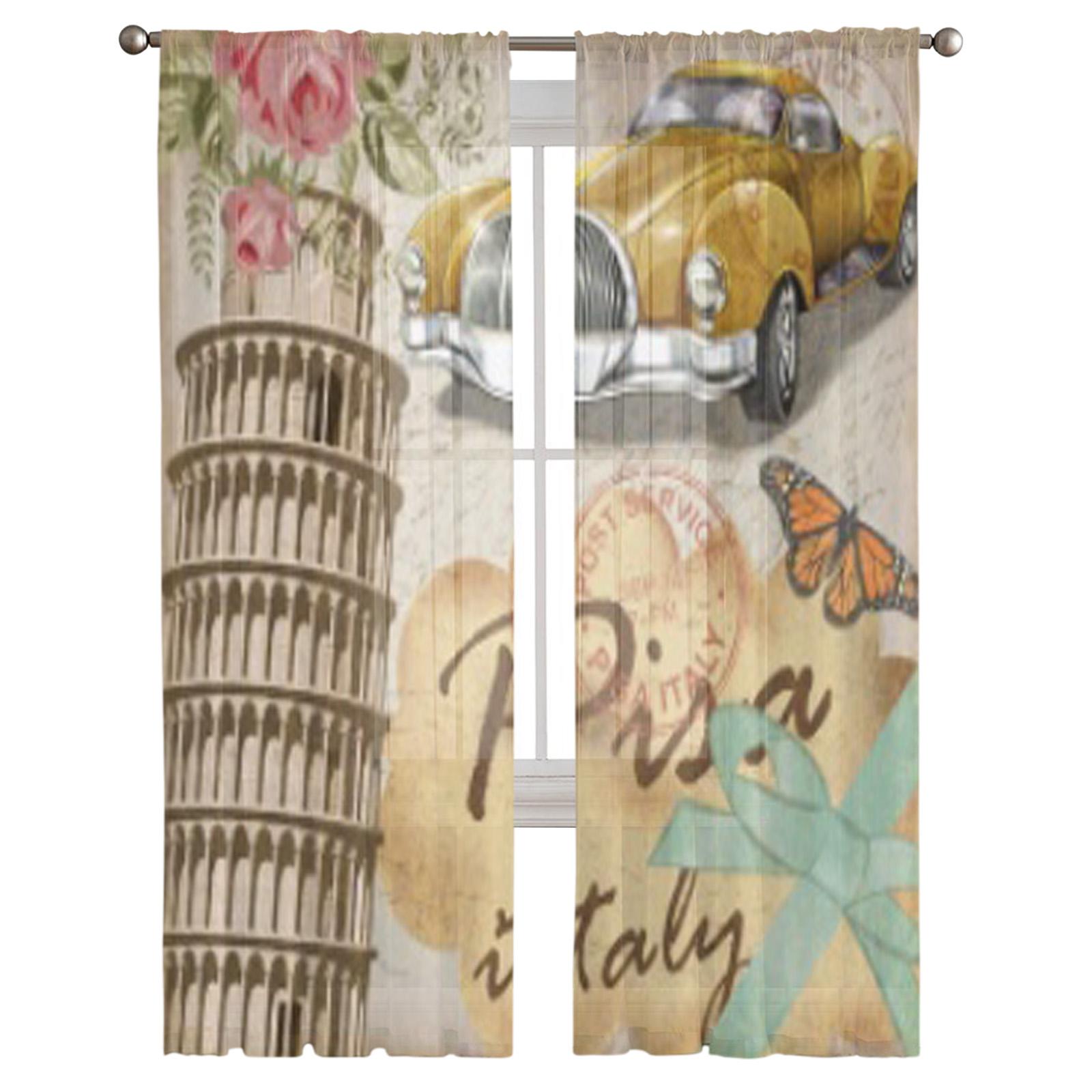 Пиза Винтаж Плакат Тюль Прозрачные оконные шторы для гостиной Спальня Современная — фото 2