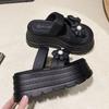 Fashion 8.5CM High Heels Slippers Women 2025 Summer New Thick-Soled Ladies High Platform Flower Beach Sandals Flip Flops Shoes