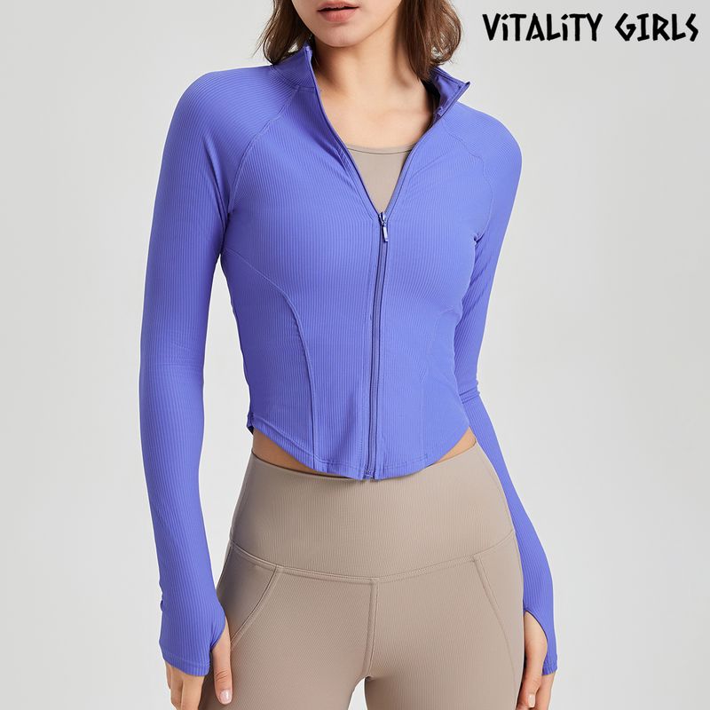 Vitality Girls Thread Quick-Drying Yoga Clothes Outwear Female Silm Figure Flattering Sportswear Cardigan Top Long Sleeves