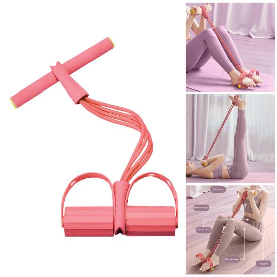 Multifunction 4/6-Tube Pedal Puller Resistance Band with Handle Elastic Yoga Sit-up Pull Rope Men Women Pedal Tensioner Exerciser Workout Equipment