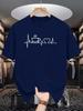 Mens Crew Neck T Shirt Coffee Heartbeat Line Art Graphic Short Sleeve Casual Minimal Cotton Coffee Lover Daily Streetwear Tees