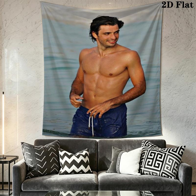 Carlos Sainz Wall Tapestry Aesthetic Wall Hanging Printed Fabric Blanket Decorative Tapestries for Bedroom Living Room Home Decor