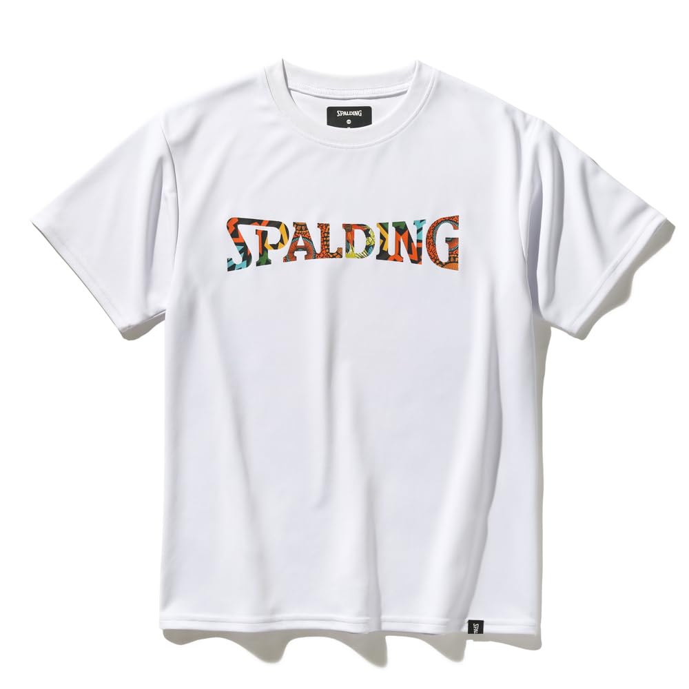 

Spalding Junior T-Shirt with African Batik Logo, White, Size 160 (SJT25054)