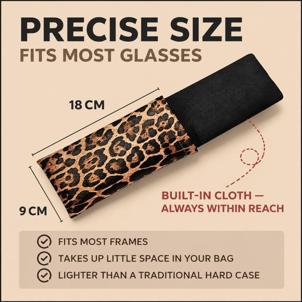 Leopard Print Glasses Case Soft PU Leather Sunglasses Case Fashionable Eyeglass Pouch  Unisex