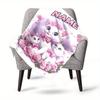 Home Customize Your Name Blankets Cute Girl With Cat On Branch Comfortable Soft Lightweight Allseason Multipurpose Blanket For Picnic Sofa Office Bed