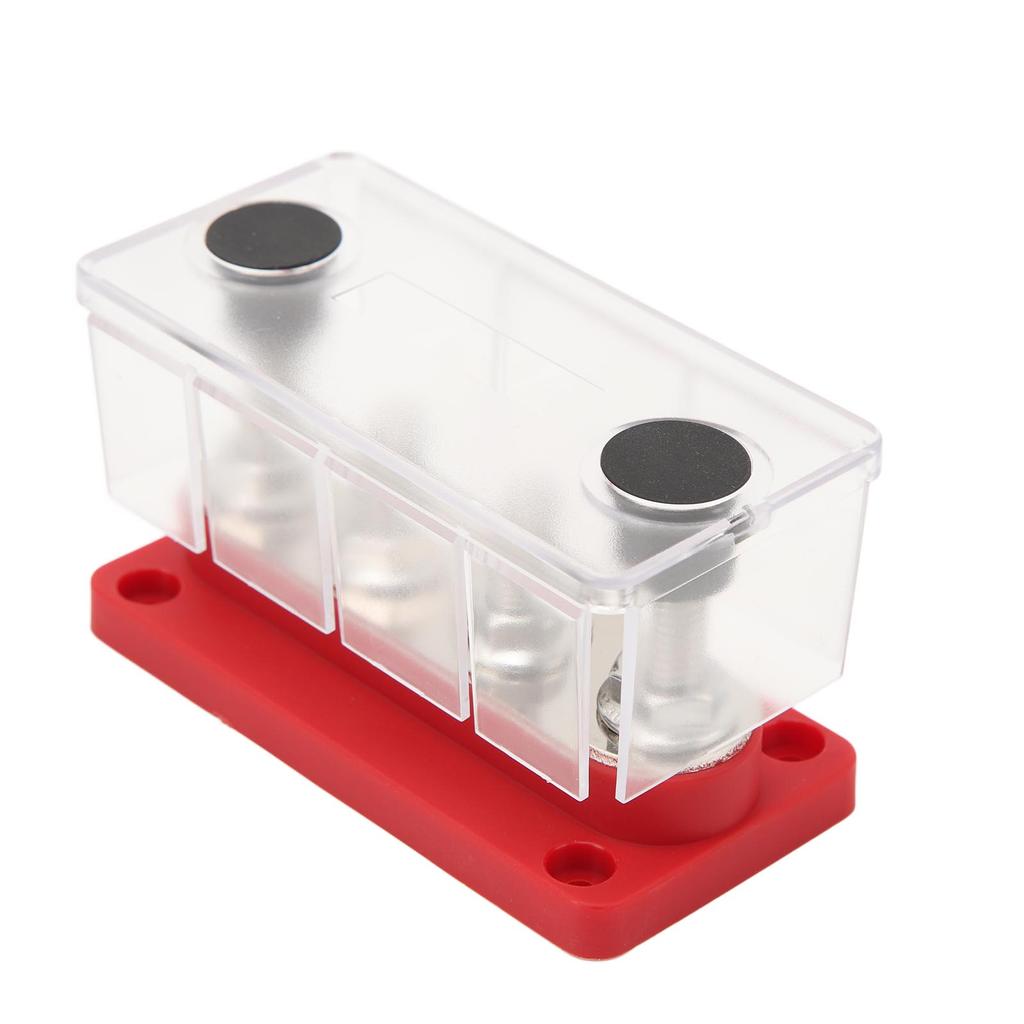 4 Studs Power Distribution Block 12‑48V 150A Brass Nickel Plated for Cars Trucks RVs Marine Boats Red