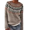 Ladies' Fashion Sweater, Round Neck, Color-block, Loose Pullover Long-sleeved Knitted Shirt Top