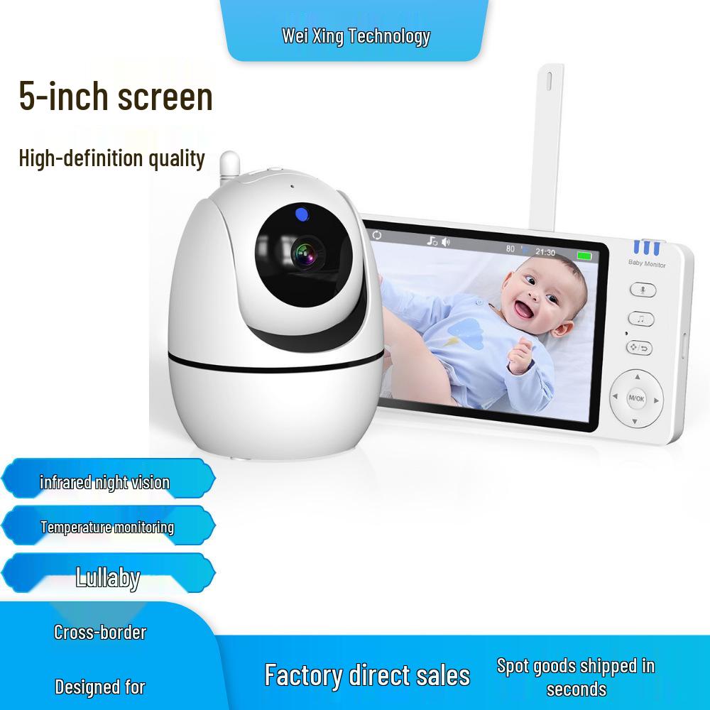 5-Inch Baby Monitor with Crying Alert, No WiFi Needed ABM501
