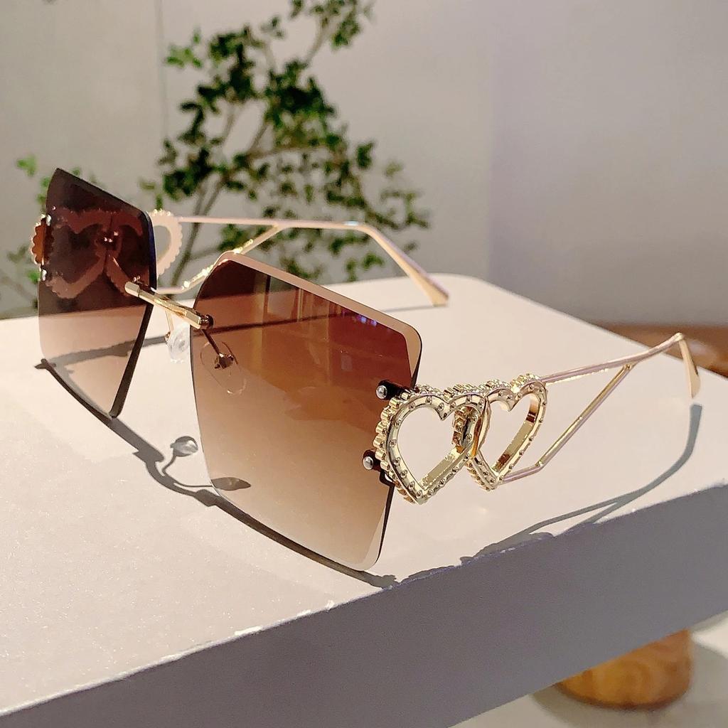 Cutting Rimless One Piece Shield Sunglasses Women New Fashion Alloy Oversized Square Alloy Sun Glasses Men Hip Hop Shades