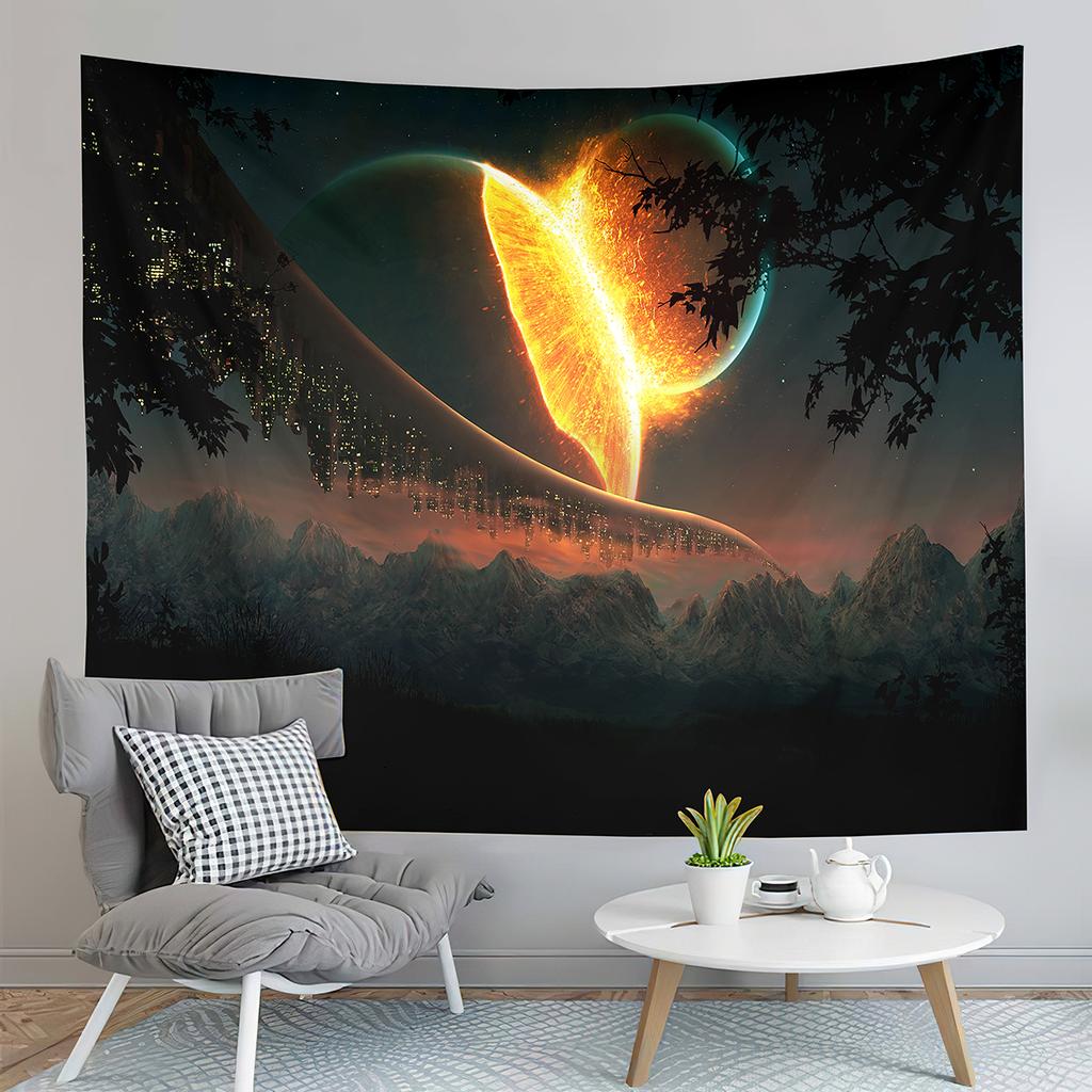 Galaxy Tapestry Mysterious Planet Tapestry Psychedelic Outer Space Tapestry Home Living Room Bedroom Dorm Decor Background Cloth