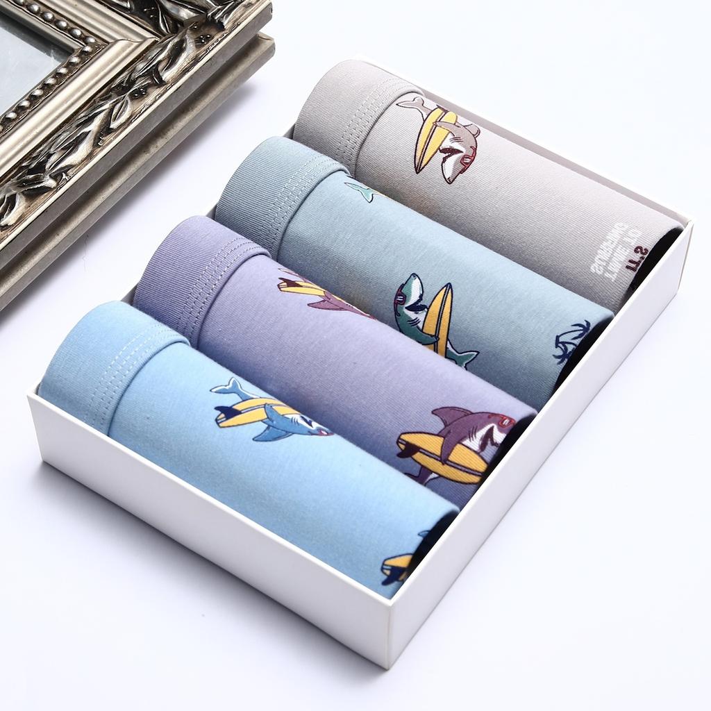 4pcs Men's Four Cornered Underwear Breathable Waistband Men's Underwear Trendy Underwear Men's Boxer Brief