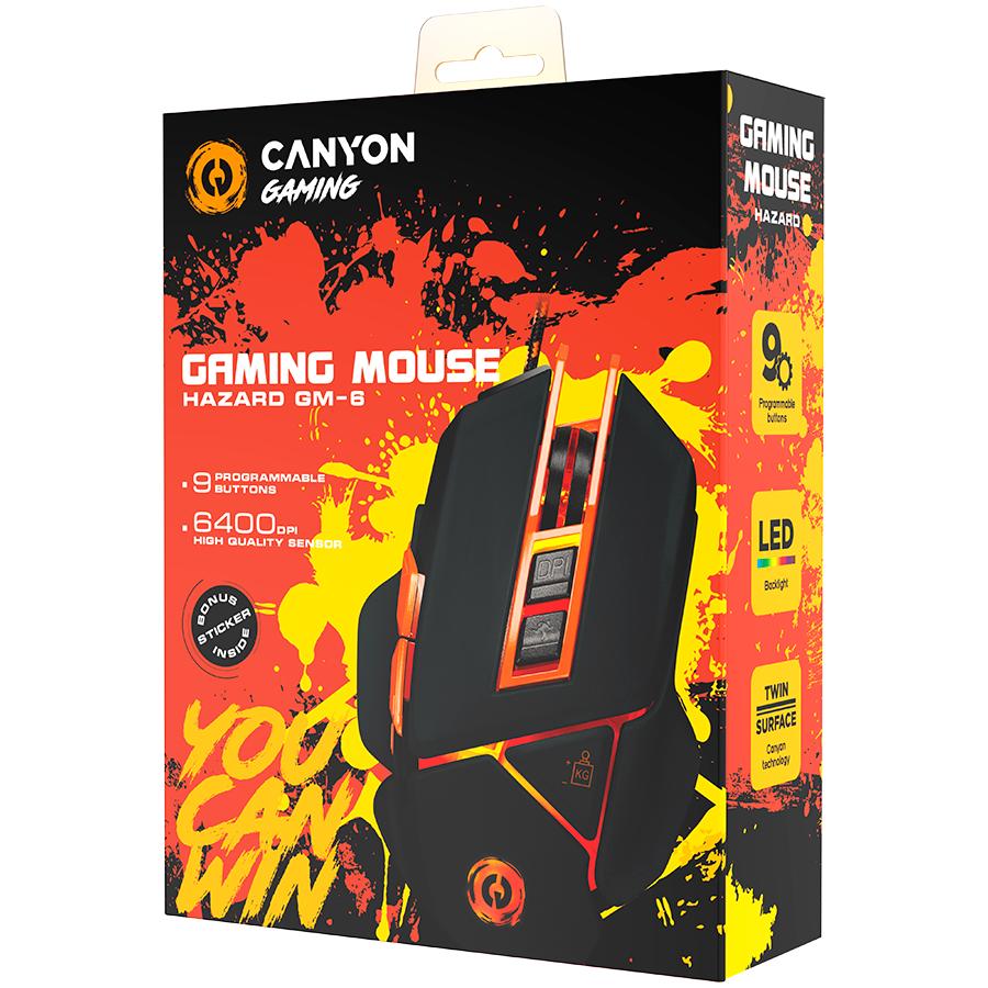 Canyon Mysz Gamingowa Hazard Gm-6 Led Czarna