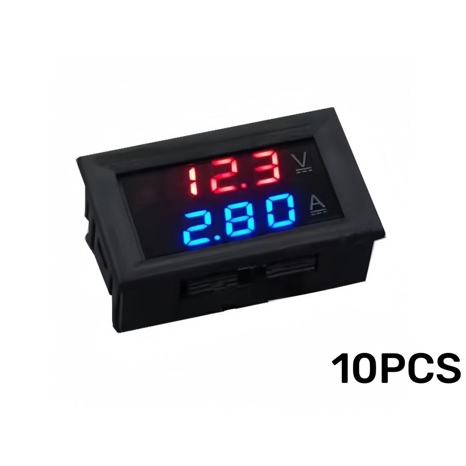 

Digital Voltmeter Ammeter DC 100V 10A Amp Voltage Current Meter Tester 0.28 Inch Dual LED Display Panel with Connect Wires