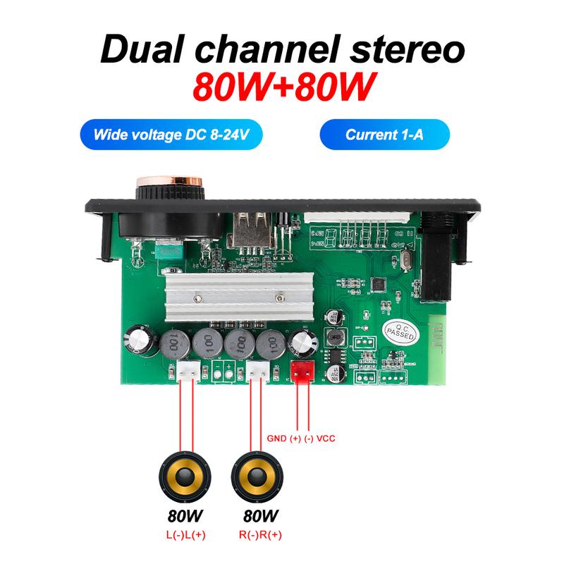 KEBIDU 160W Amplifikatör Bluetooth MP3 WAV Çözücü Kartı 6.5mm Mikrofon FM TF USB Araç Ses Modülü Müzik Çalar Ses Kontrolü