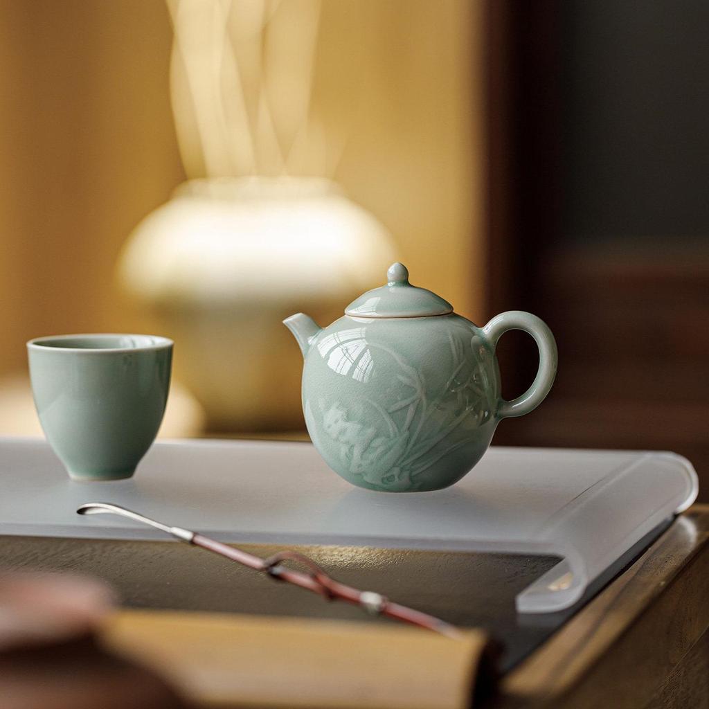 Guānlán Handcrafted Jade Cap Ceramic Teapot: High-Grade Gongfu Tea Brewing Set