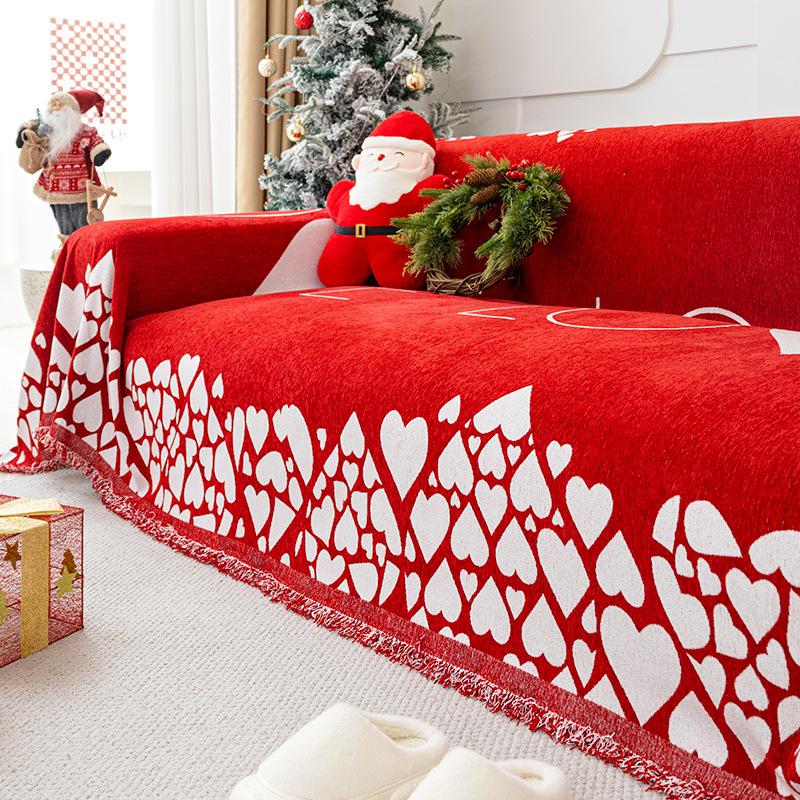 Новый чехол на диван из шенилла 2025 года красное праздничное диванное полотенце универсальная полная защита от царапин кошек подушка сиденья 180130cm 4355₽