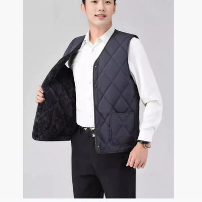 Large Size Vest Dad Wears Autumn and Winter Men's Vest Plus Velvet Thickened Warm Vest To Prevent Cold