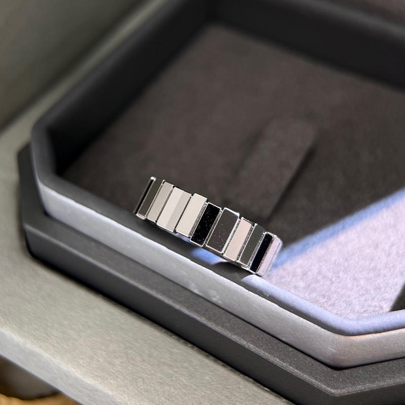 Musla Design Luxury 925 Sterling Silver Couples Ring with Trendy Plaid Design and Shiny Finish Perfect for Daily Wear Jewelry