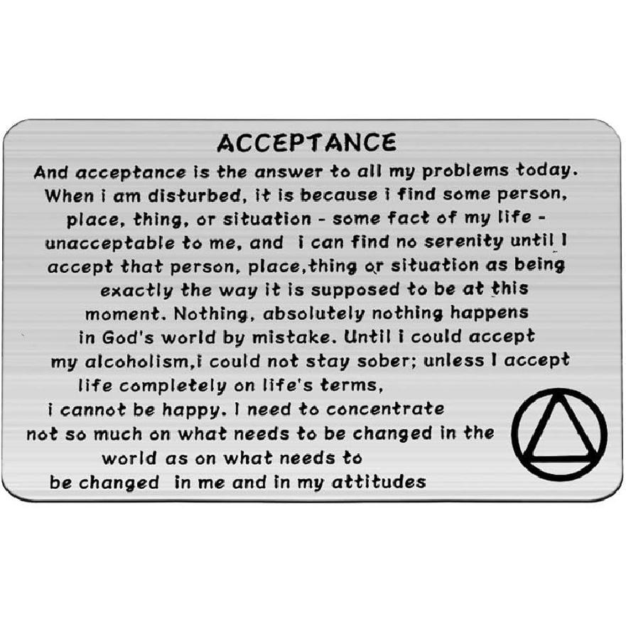 MAOFAED Greeting Card - AA Recovery Wallet Card for Alcoholics Anonymous, Sobriety Gift for New Beginnings, Stainless Steel, 55mm*85mm acceptance AA card