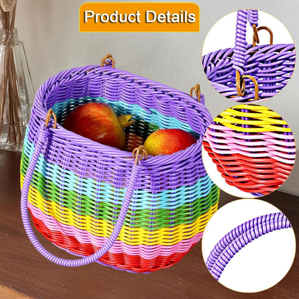 Handgeflochtener Korb mit Henkel Hochzeitsblume Rustikal Toilettenartikelhalter Picknickkorb Lebensmittel