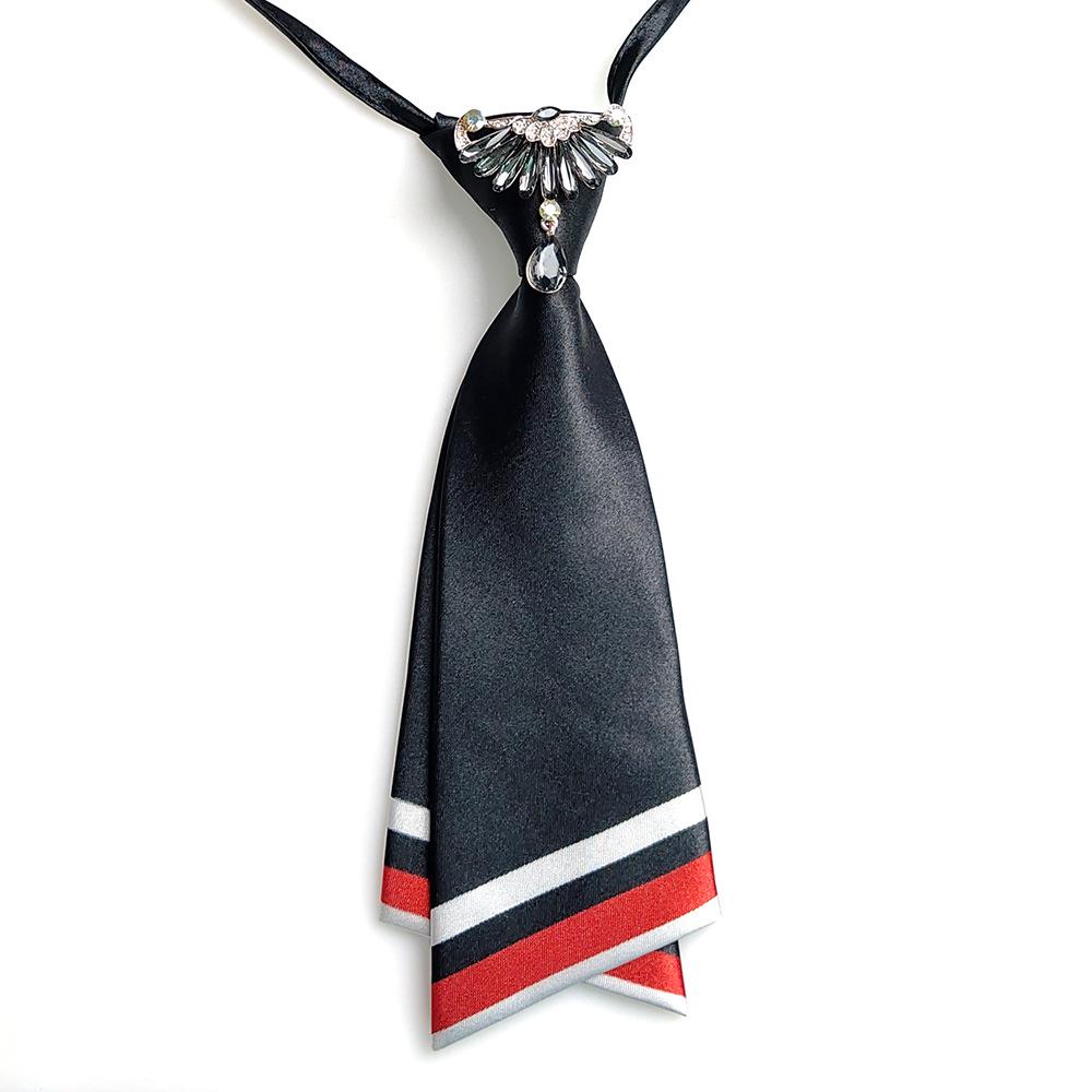 Girls' No-Knot School Tie - New Style, Short Neck, Ideal for Students