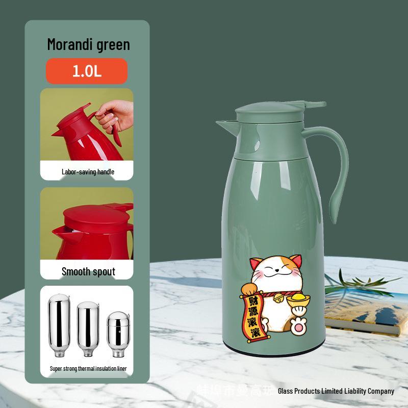 Large Capacity Cat Thermos with Glass Liner - Insulated Kettle for Home and Dorm Use