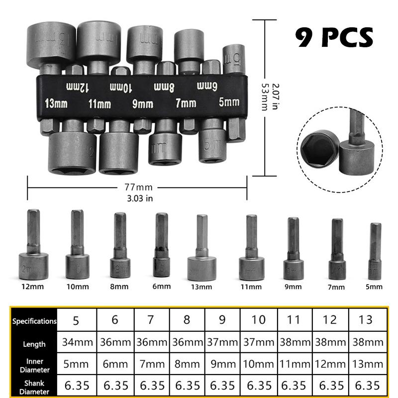 

9/14 шт. Набор шестигранных головок, насадки-рукава, набор гайковертов, биты для отвертки, гаечный ключ разных размеров, электроинструменты, гаечные ключи, шестигранный ключ