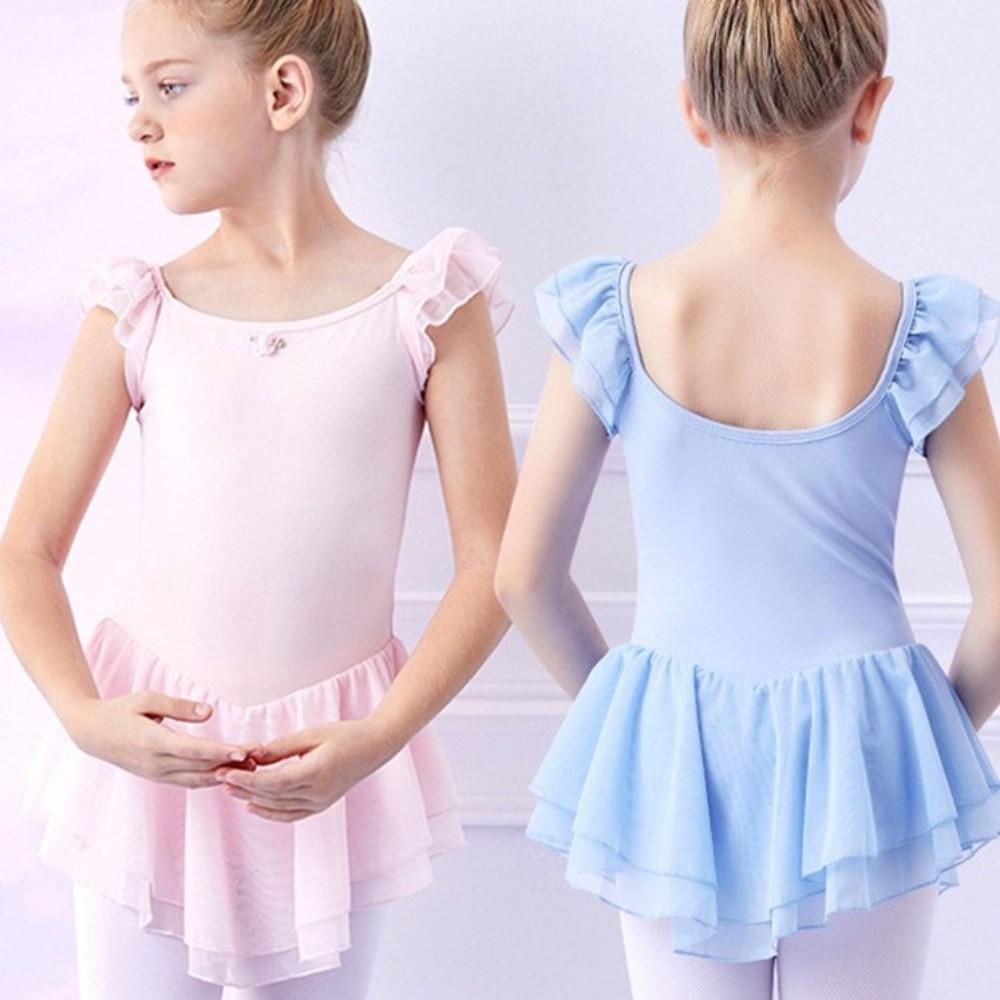 Short Sleeve Gymnastics Leotards Cotton Ballet Bodysuits Fashion Dancewear Kids Girls