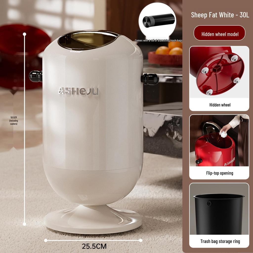 2026 Flip-Top Double Bin Trash Can with Wheels, Lid, for Home, Living Room, Bedroom & Bathroom.