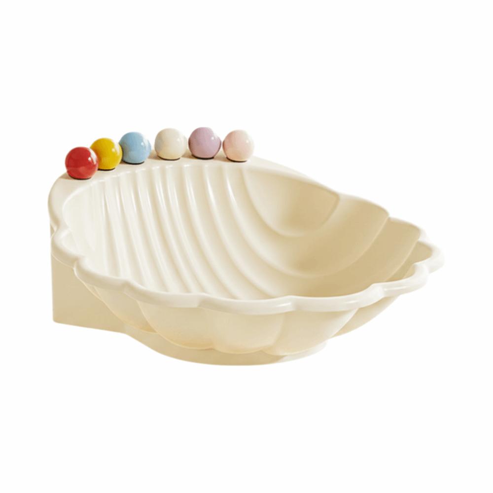 

Multicolor Fruit Serving Plate Shell Shape Snack Plate Fruit Bowl with Forks Snack Serving