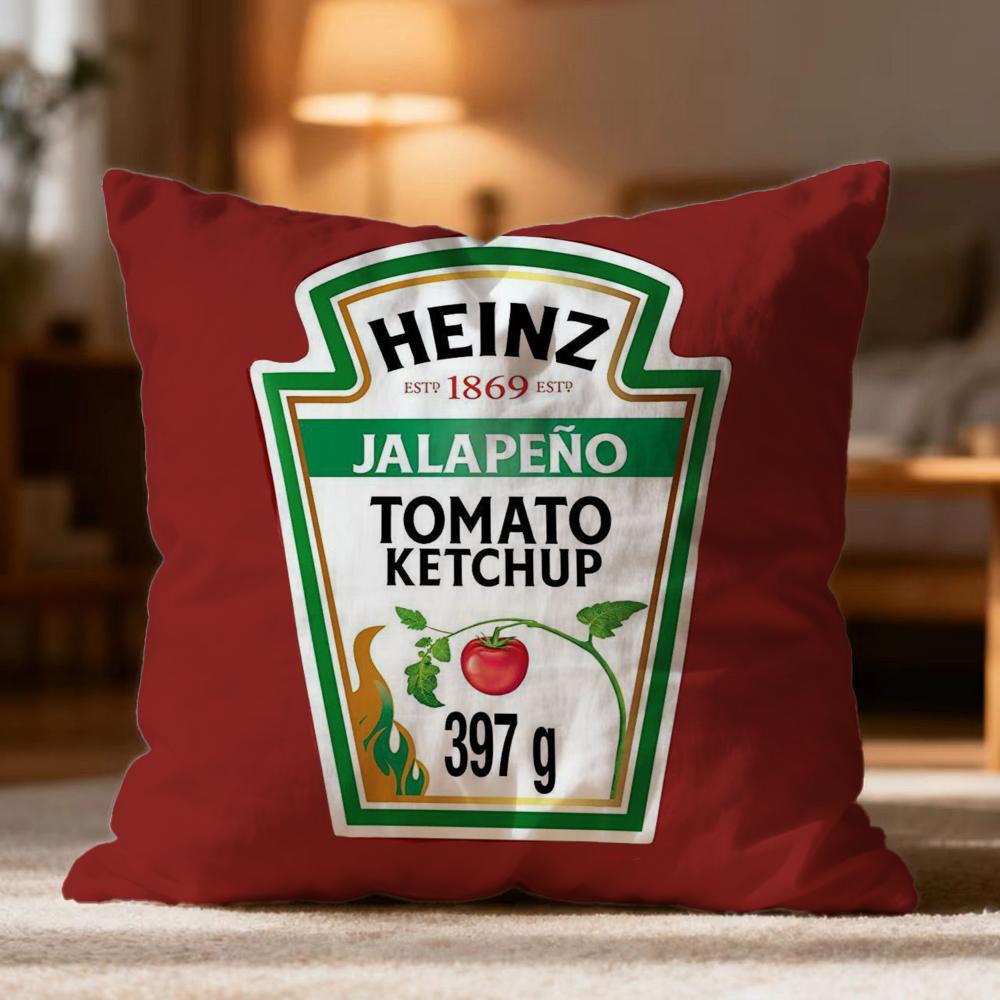 Popular Ketchup Cushion Cover Soft Washable Pillow Case Multi-Scene For Couch Bed Travel Office Use