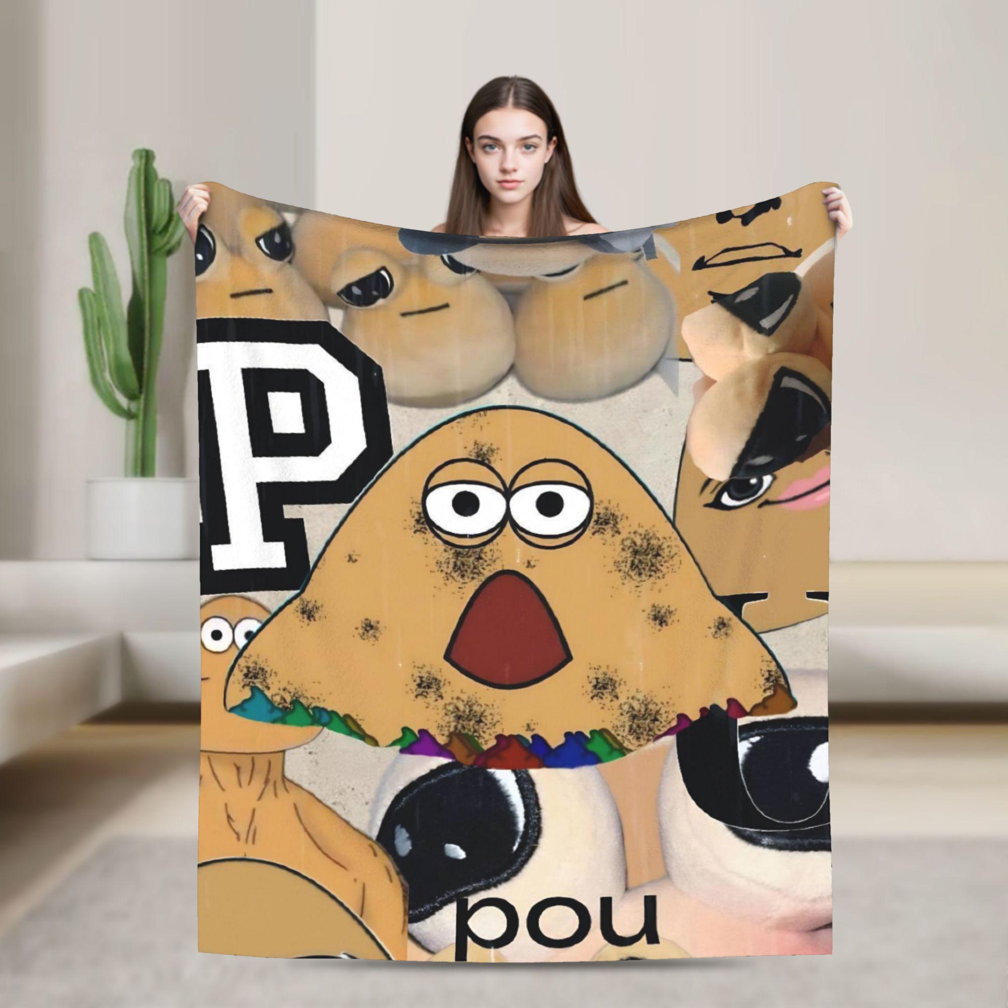 

Pou Cartoon Blanket Quality Super Warm Throw Blanket Autumn Travel Couch Chair Sofa Bed Novelty Bedspread 30x40in