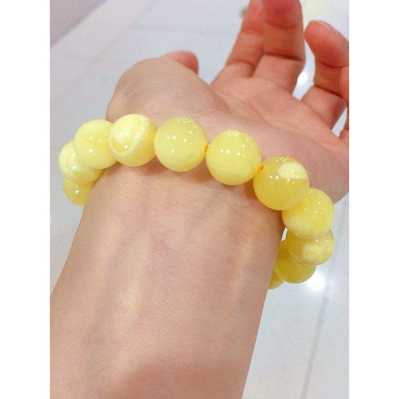

Плавающие цветы Желтый куриный жир Пара Янтарь Привлекают богатство и сокровища Старый пчелиный воск Bead Diameter 12 White Nectar Round Bead Bracelet