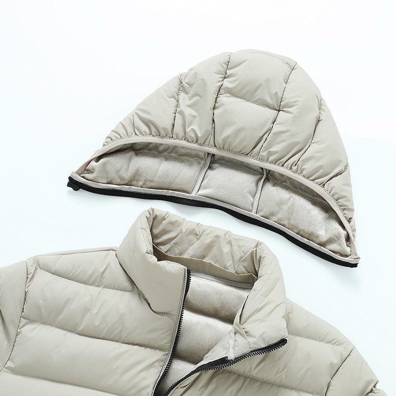 Light Section of The Clothing Cotton Coat Men's Winter Solid Colour Removable Cap Slim Thickened Top Coat Comfortable and Versatile Jacket